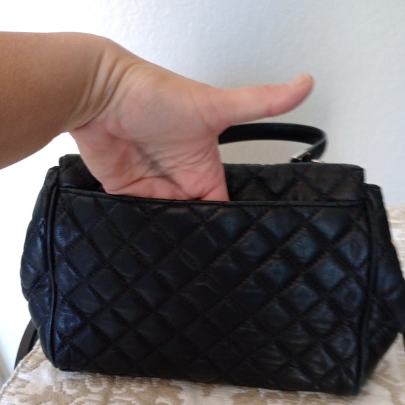Michael Kors Black Leather Quilted Satchel Very Rare Iconic Bag - Picture 3 of 10